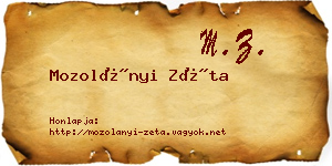 Mozolányi Zéta névjegykártya